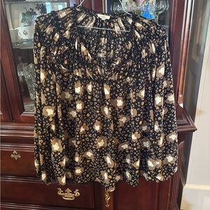 Entro Black and Tan Floral Blouse